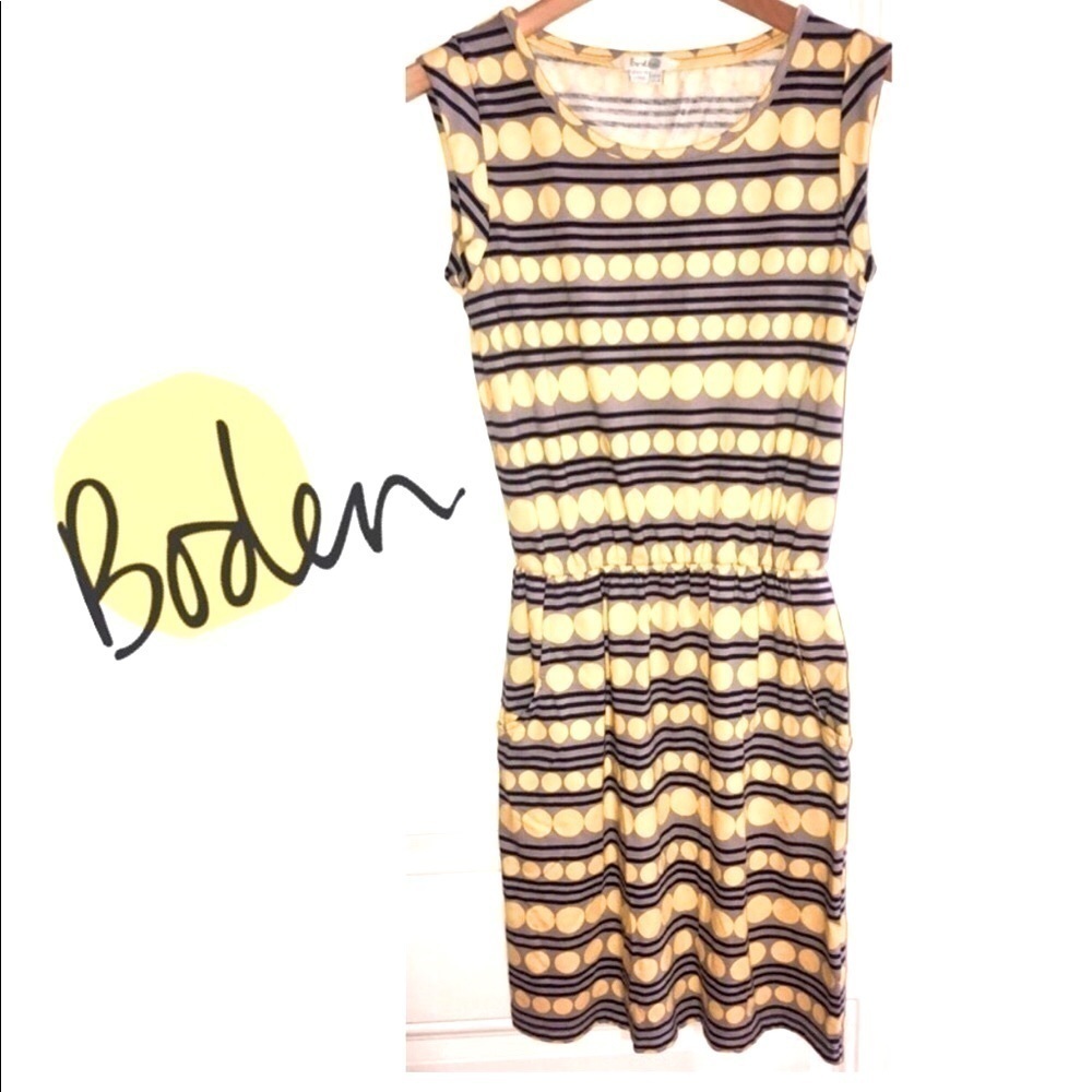 Boden Dress yellow gray and Blue mini 4R